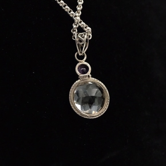 BOXCHAIN BEAUTY AMETHYST AND MOONSTONE NECKLACE AND PENDANT STERLING SILVER - Picture 4 of 15
